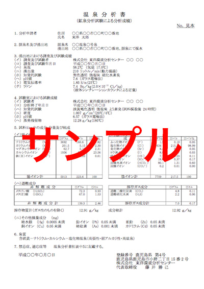 温泉成分報告書